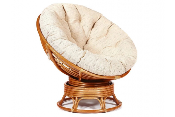 Кресло-качалка Papasan w 23/01 B с подушкой Cognac, ткань Старт