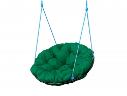 Кресло Папасан подвесное каркас чёрный-подушка зелёная