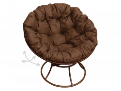 Кресло Папасан пружинка без ротанга каркас коричневый-подушка коричневая