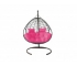 Подвесное кресло Кокон Для двоих ротанг каркас серый-подушка розовая