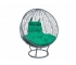 Кресло Кокон Круглый на подставке ротанг каркас серый-подушка зелёная