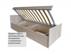 Кровать ЛДСП с ПМ и прямой спинкой 900*2000 мм