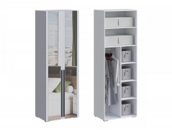 Шкаф 2-створчатый со штангой, полками, зеркалом МС Люмьер Белый