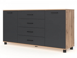 Комод 2 створки 4 ящика Ривьера Дуб Вотан/Графит