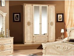 Шкаф 4-х дверный с зеркалами Рома беж