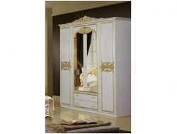 Шкаф 4-х дверный с зеркалами Ольга беж/золото матовый